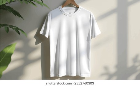 Maqueta de camiseta blanca en blanco, Plantilla de maqueta de camiseta de algodón liso para diseño, marca, impresión, tienda. Ropa casual vacía