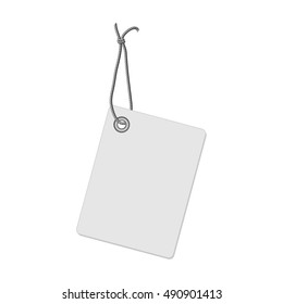 Blank white tag label with string, vector design