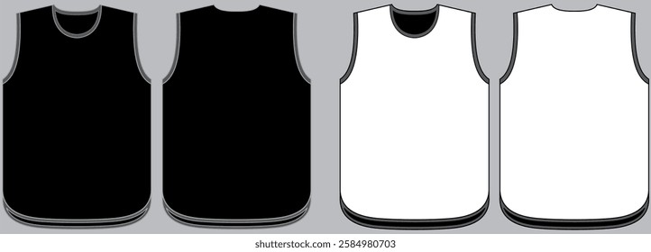 Blank White Tank Top Template on Gray Background. Front and Back View, Vector File