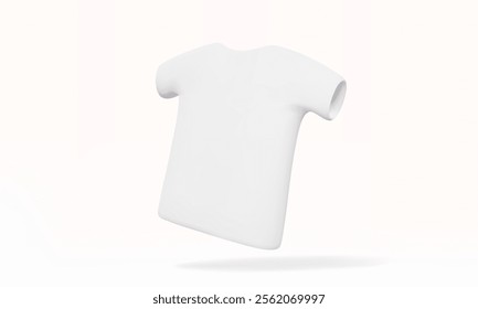 Blank white tee shirt mockup 3D vector icon fabric cotton t-shirt fashion and casual uniform body basic design on white background. element illustration