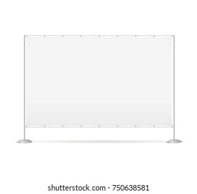 Blank White Textile Banner Billet Press Wall for Fair, Festival, Expo or Shop Canvas and Frame. Vector illustration of Stand