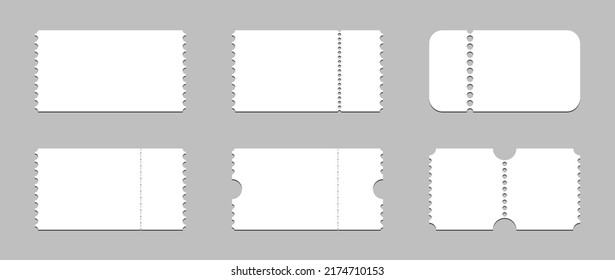 Blank white tickets. Vector illustration. stock image.