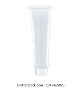 Blank white toothpaste tube isolated on white background. Photorealistic vector mockup