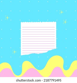 Blank white torn note paper on a colorful background