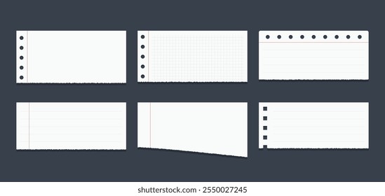 Blank white torn paper pieces, vector eps10 illustration
