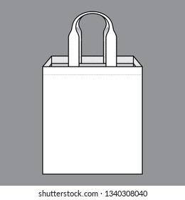 Blank White Tote Bag With Handle Template Vector on Gray Background