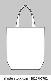 Blank White Tote Bag With Handle Template On Gray Background, Vector File