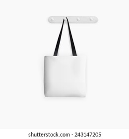 Blank white Tote Bag on white background