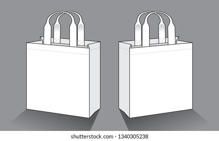 Blank White Tote Bag Template On Gray Background, VectorFile