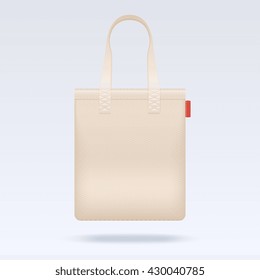 Blank white tote shopping bag vector template. 