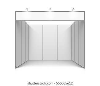 Blank white trade exhibition booth system stand, vector illustration