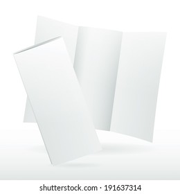 Blank White Tri Fold Brochure Template.