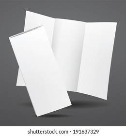 Blank white tri fold brochure template.