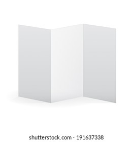 Blank white tri fold brochure template.