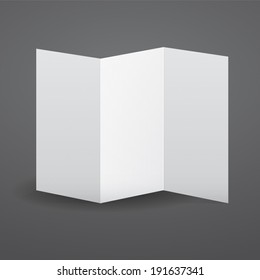 Blank white tri fold brochure template.