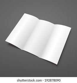 Blank white tri fold brochure template.
