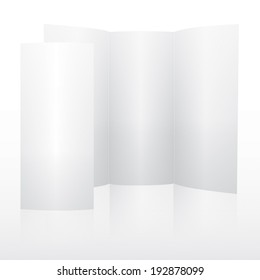 Blank white tri fold brochure template.