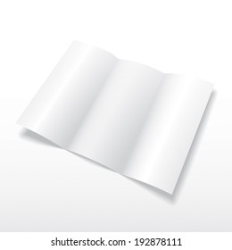 Blank white tri fold brochure template.