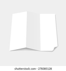 Blank white tri fold brochure template with page curl 