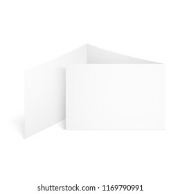 Blank white tri folded booklet mockup. Vector illustration.