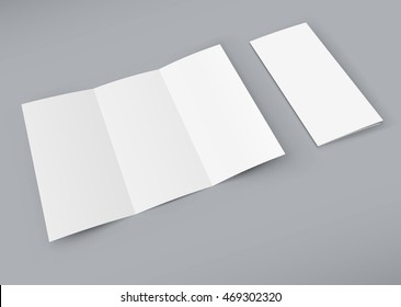 Blank white trifold booklet isolated on color background. Paper prospect mockup for design demonstration. You can easily change the color of the background in eps10 file.