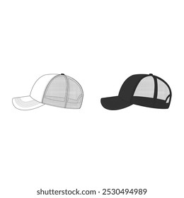 Blank White Trucker Hat Mockup Template – High-Quality Profile View for Design, Branding, and Customization | Trucker Cap Mockup for Apparel  Accessories