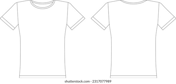 Blank white t-shirt front and back