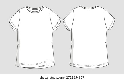 Branco branco T-Shirt frente e verso plano Esboço Modelo
