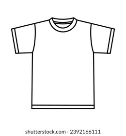 Blank White T-Shirt Icon Symbol. Short sleeve t shirt technical drawing fashion flat sketch vector illustration template front and back views