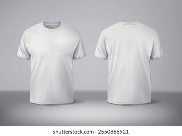 Blank white t-shirt mockup front and back. Plain cotton t-shirt mockup. Empty casual clothes.