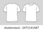 Blank white t-shirt template. Front and back view illustration	