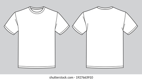 Blank white t-shirt template. Front and back view