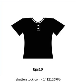 Blank white T-shirt template icon. Vector Illustration