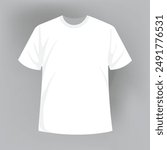 Blank white T-shirt template, white round neck tshirt or T shirt round neck,  round neck plain t-shirt artwork front.