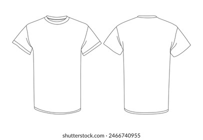 Blank white t-shirt template vector. Front and back view