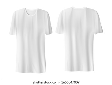 Blank White T-Shirts On White Background. EPS10 Vector