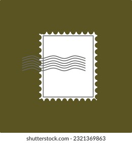 Blank white Used Stamp on green background