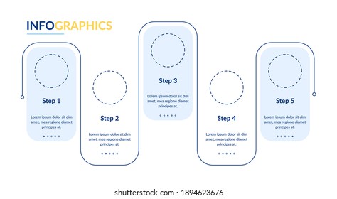 Blank white vector infographic template. Flowchart presentation design elements with text space. Data visualization with 5 steps. Process timeline chart. Workflow layout with copyspace