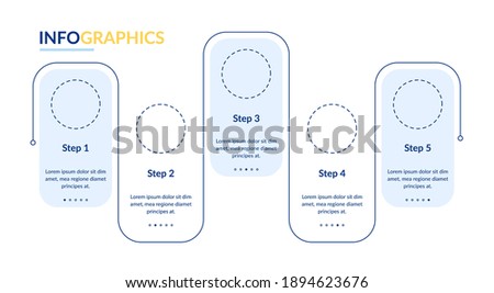 Blank white vector infographic template. Flowchart presentation design elements with text space. Data visualization with 5 steps. Process timeline chart. Workflow layout with copyspace ストックフォト © 
