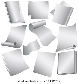 Blank White vector papers isolated on white