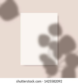 Blank white vertical paper sheet 5x7 inches with shadow overlay. Modern and stylish greeting card or wedding invitation mock up. Editable vector design, gradient mesh and transparency effects used.