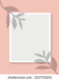 Blank white vertical paper sheet 5x7 inches with shadow overlay. Modern and stylish greeting card or wedding invitation mock up. Editable vector design, gradient mesh and transparency effects used.