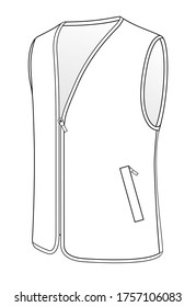 Blank White Vest Two Pockets Vector With Perspective Views.