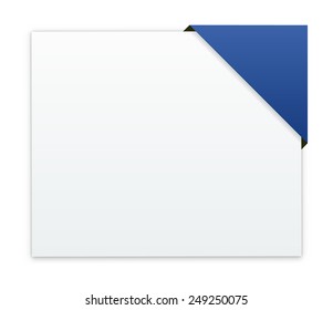 the blank white web banner with blank blue corner / the blank banner with color corner / the sheet of paper
