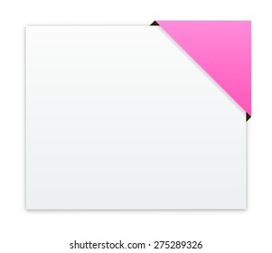 the blank white web banner with blank pink corner / the blank banner / the sheet of paper