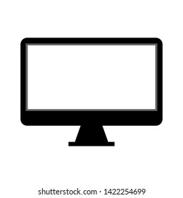 blank white wide screen computer display monitor with stand isolated on white background. vector illustration