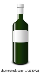 Blank white wine bottle isolated on white background.