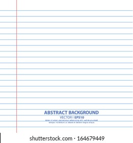 Blank white worksheet exercise book. Vector EPS 10 illustration.
