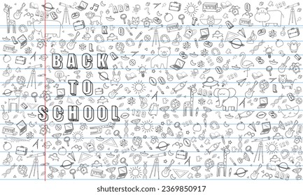 Blank white worksheet exercise book and back to school vector design.