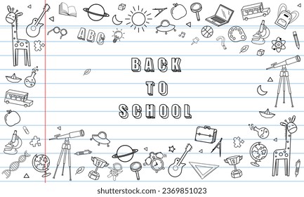 Blank white worksheet exercise book and back to school vector design.